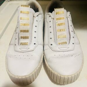 Puma White and Gold Women's Sneakers